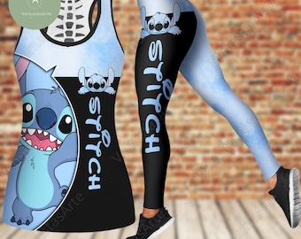 Stitch Tank Top Legging Set, Lilo And Stitch Tank Top, Stitch Legging, Stitch Womens Legging, Stitch Workout Top, Stitch Yoga Pant