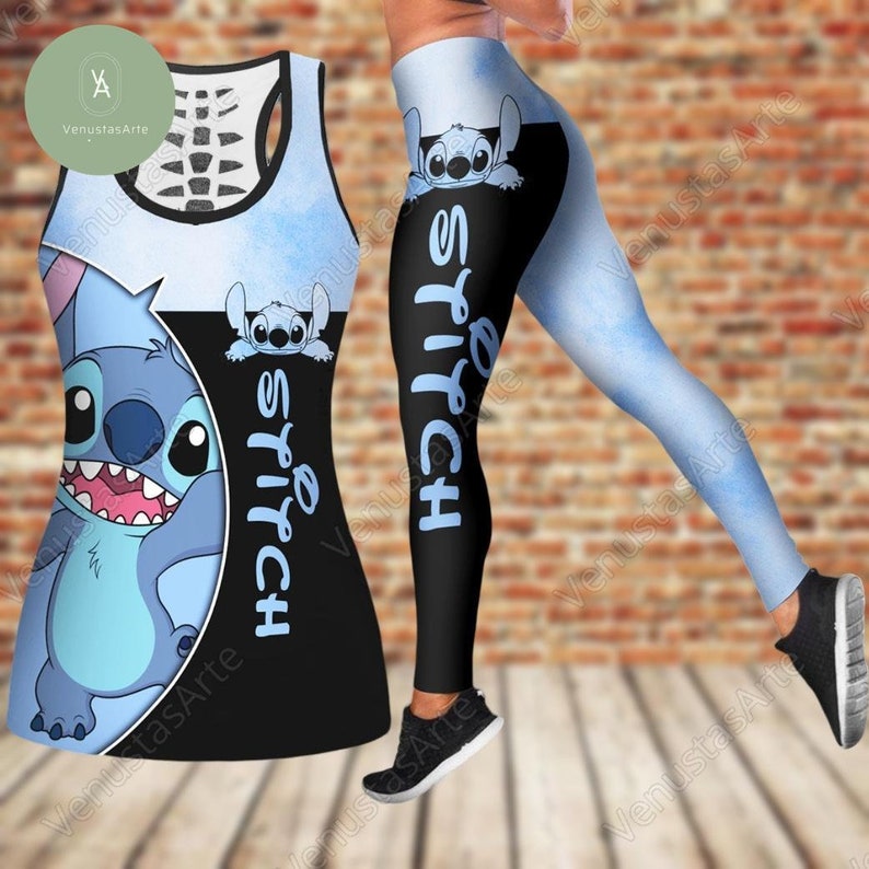 Stitch Tank Top Legging Set, Lilo And Stitch Tank Top, Stitch Legging, Stitch Womens Legging, Stitch Workout Top, Stitch Yoga Pant