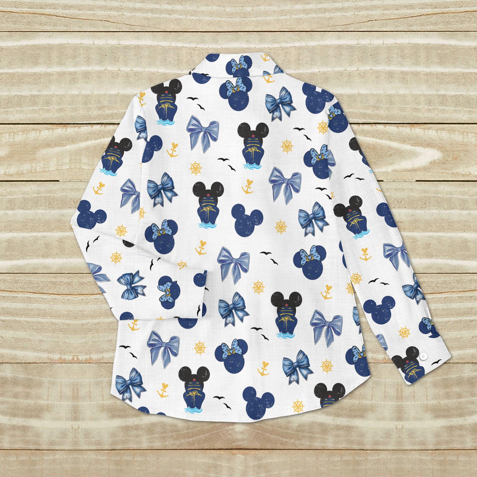 Mickey And Minnie Cruise Blouse Shirt Coquette Bow Mickey Blouse Shirt 