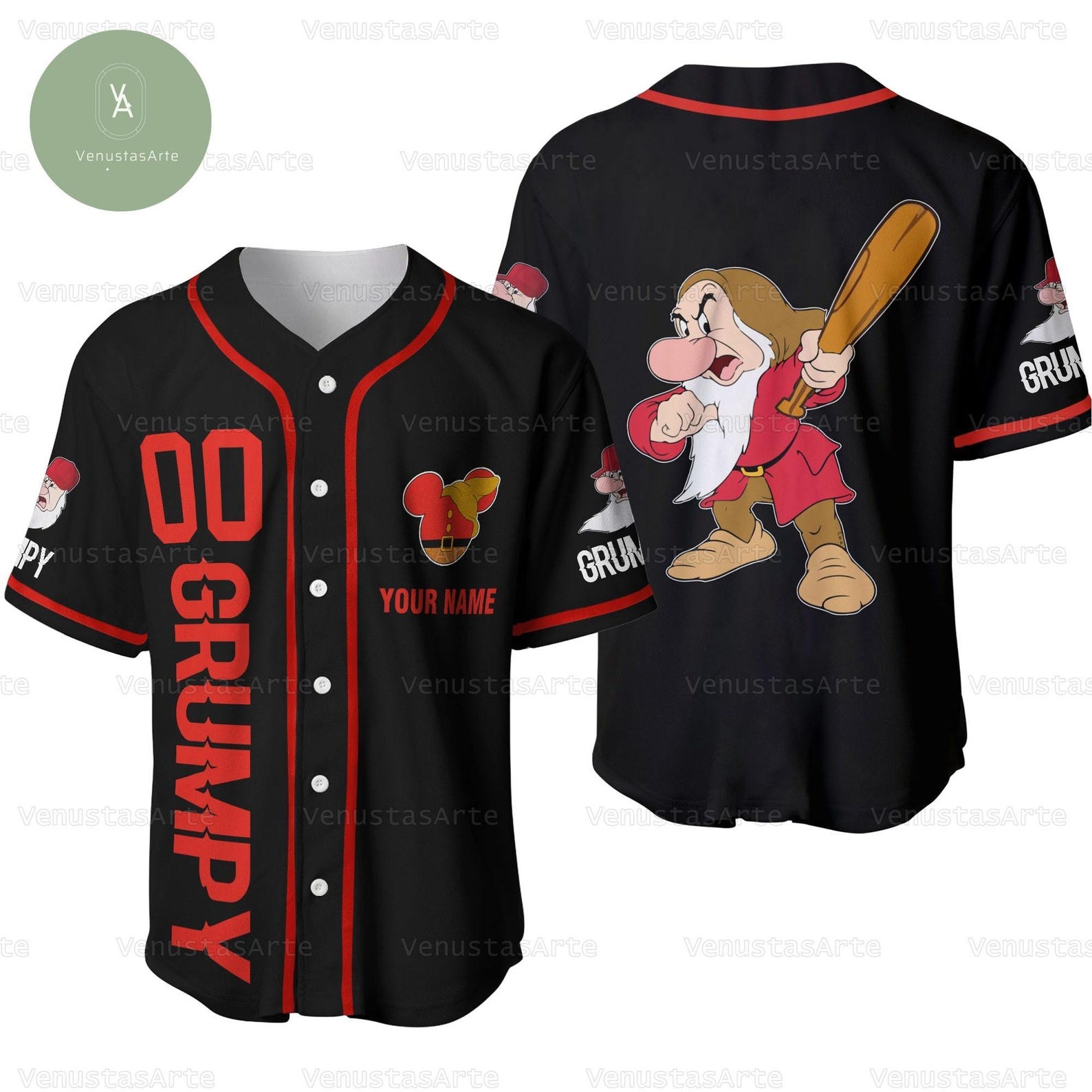 Grumpy Team Members Custom Grumpy Baseball Jersey, Grumpy Jersey Team, Cartoon Baseball ...