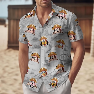 Disney Pirates of Caribbean Button Shirt, Disney Cruise Hawaiian Shirt, Mickey Cruise Shorts, Mickey And Friends Shirt, Mickey Pirate S