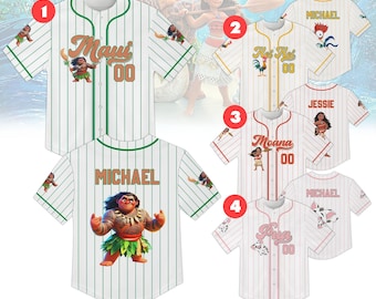 Camisa de beisebol da família Disney Moana combinando, camisa Moana Maui Pua Heihei, camisa Disney para viagem em família, camisa de beisebol da família