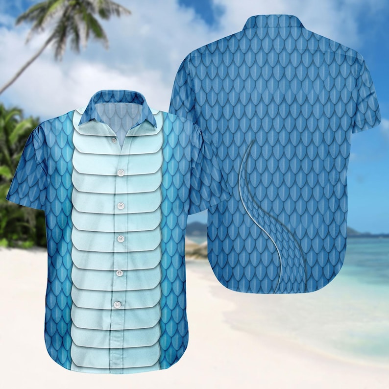 Zootopia 2 Snake Costume Button Shirt/Shorts, Blue Snake Hawaiian Set, Cartoon Character Cosplay Outfit, Halloween Matching Gift