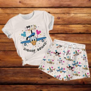 Conjunto de verano del Pato Donald Disney Bound, adorable camiseta y pantalones cortos a juego, atuendo para viaje familiar en 2025, regalo de verano combinado para papá.