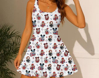 Marvel Day At Sea Skater Dress, Disney Cruise Squad Dress, Mickey and Friends Cruise Women Dress, Disney Superhero Cruise Dress