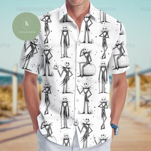 Jack Skellington Shirt, Skellington Button Shirt, Skellington Men Shirt, Jack Skellington Tshirt, Skellington Shirt, Button Down Shirt