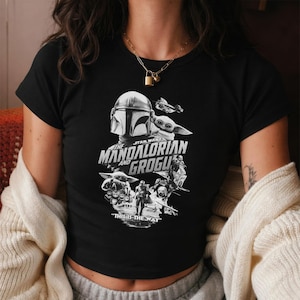 This Is The Way Baby Tee, Mandalorian and Grogu Graphic Crop Top, Star Wars Character Poster Shirt, Y2K Aesthetic Bounty Hunter Tee