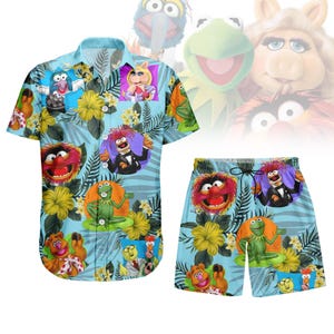 Camisa hawaiana de Los Muppets, camisa de dibujos animados de los Muppets, camisa de Kermit y sus amigos, camisa de vacaciones de verano, camisa retro de los Muppets, regalo para hola