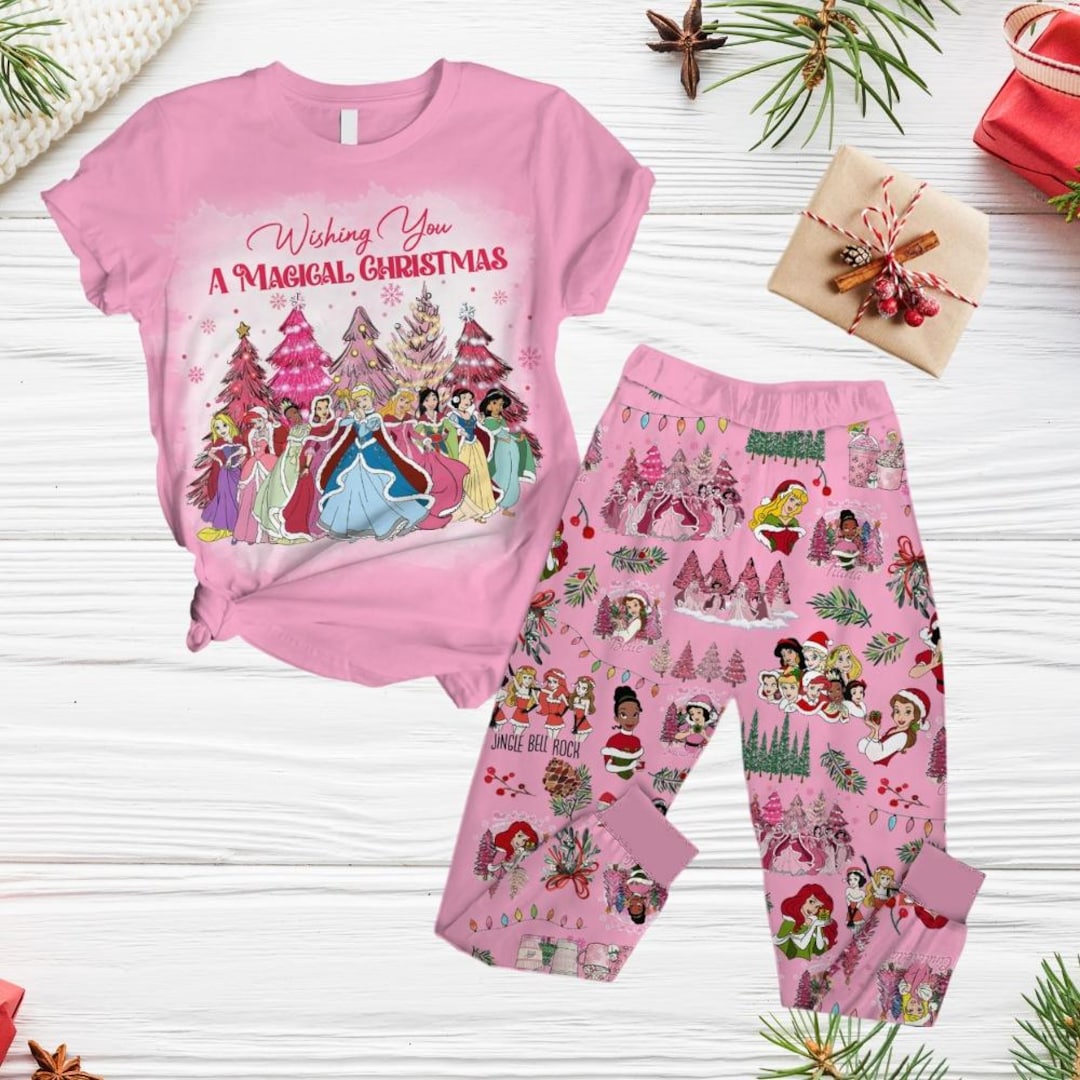 Christmas Disney Princess Pajamas, Princess Holiday Pajamas, Cinderella ...