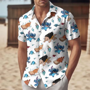 Camisa hawaiana "Pudge Controls The Weather", camisa de aventura en el océano de Lilo y Stitch, camisa divertida de playa de verano, camisa de vacaciones tropicales