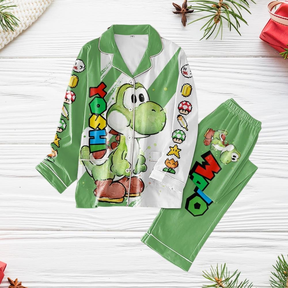 Super Mario Yoshi Christmas Pajamas Mario Yoshi Xmas Holiday Pajamas Super Mario Shirt Video Game Shirt Gift for Kids Etsy Canada
