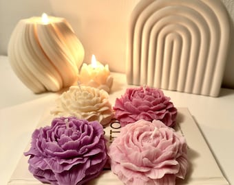 Pfingstrosen Kerze | Blumen Kerze | Flower Candle | Blossom Candle | Für Hochzeit | 100% natürliches Rapswachs