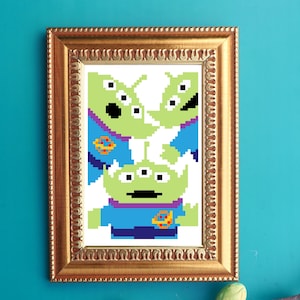 Little Green Men Cross Stitch Pattern