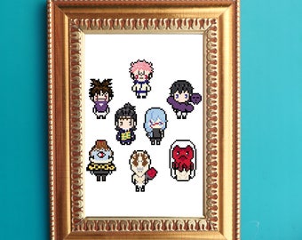 Pixel Jujutsu Baddies Cross Stitch Pattern