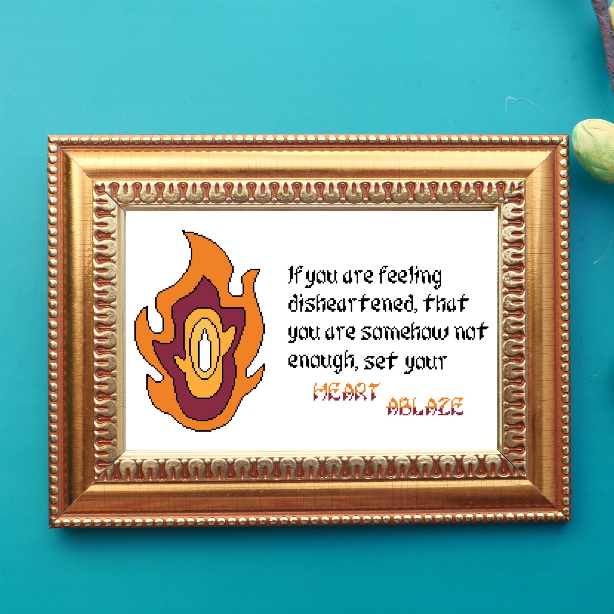 Flame Hashira Encouragement Cross Stitch Pattern