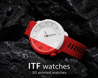 Minimalist Men's Watch - Asymmetric Monochrome Streetwear Wristwatch - Avant-Garde Geometric Watch, Architectural Design - ITF Watches