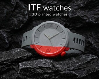 Minimalist Men's Watch - Asymmetric Monochrome Streetwear Wristwatch - Avant-Garde Geometric Watch, Architectural Design - ITF Watches