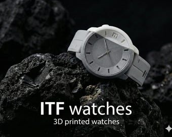 Minimalist Men's Watch - Asymmetric Monochrome Streetwear Wristwatch - Avant-Garde Geometric Watch, Architectural Design - ITF Watches