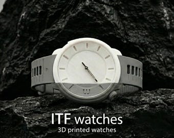 Minimalist Men's Watch - Asymmetric Monochrome Streetwear Wristwatch - Avant-Garde Geometric Watch, Architectural Design - ITF Watches
