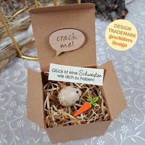 Nachricht im echten Ei - Osterkarte / Geschenk Schwester Bruder / Ostern / Grußkarte Ostergeschenk / Postkarte zu Ostern / Osternest Füllung