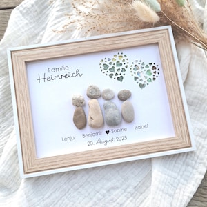 Geldgeschenk zum Einzug - Familienbild mit Hund, Steinbild , Familie , personalisiert , individuell, Geschenk , Weihnachten