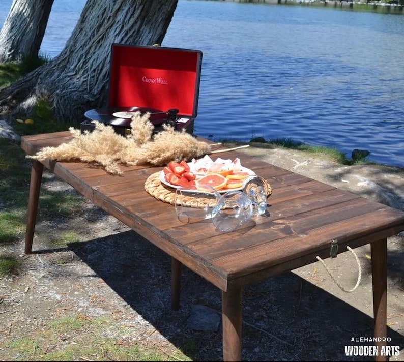 Big Size Thanksgiving Table, Luxurious Boho Table, Foldable and Portable Picnic Table, Thanksgiving Table Folding, Wooden Camp Table image 4
