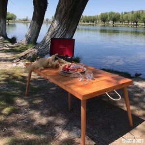 Big Size Thanksgiving Table, Luxurious Boho Table, Foldable and Portable Picnic Table, Thanksgiving Table Folding, Wooden Camp Table image 2