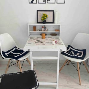 Foldable Table,Folding Table, Wall-Hanging Table, Wall Mounted Table, Foldable Table with Shelves, Space Saving Table for Narrow Spaces