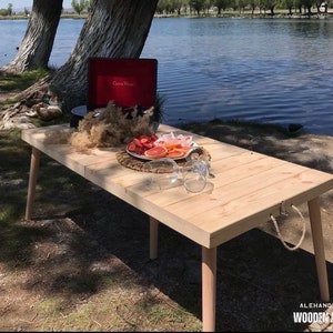 Big Size Thanksgiving Table, Luxurious Boho Table, Foldable and Portable Picnic Table, Thanksgiving Table Folding, Wooden Camp Table image 3