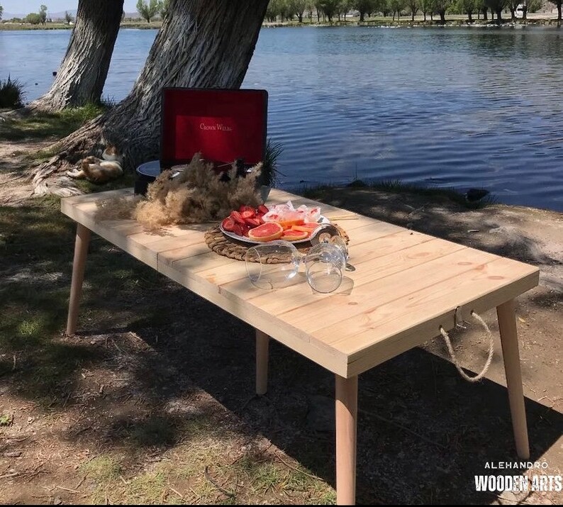 Big Size Thanksgiving Table, Luxurious Boho Table, Foldable and Portable Picnic Table, Thanksgiving Table Folding, Wooden Camp Table image 3