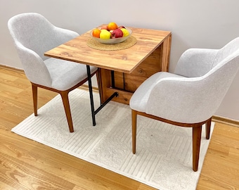 Multifunctional Foldable and Portable Table, Folding Table, Drop Leaf Table, Gateleg Table, Collapsible Folding Table, Wooden Coffee Table