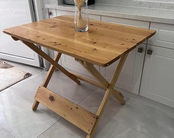 Drop Leaf Kitchen Table, Foldable Kitchen Table, Wooden Dining Table, Folding Dining Table, Real Wood Table, Custom Dimension Table