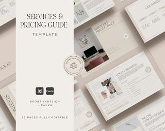 Services and Pricing Guide Template for Designers | Process and Packages guide | Portfolio | Indesign and Canva Template