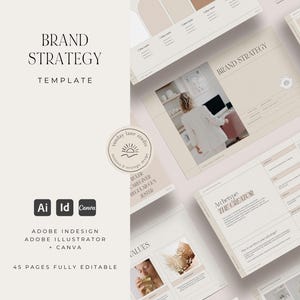 STUNNING Brand Strategy Template for Designers | Branding Workbook Presentation | Business Identity logo kit | Indesign Canva Illustrator
