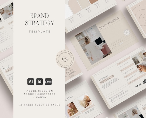 STUNNING Brand Strategy Template for Designers | Branding Workbook Presentation | Business Identity logo kit | Indesign Canva Illustrator