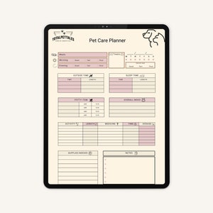 Eenvoudige huisdierverzorgingsplanner voor het dagelijks bijhouden van maaltijden, potjes en gezondheid - Canva-sjabloon - Makkelijk te gebruiken - Klaar voor gebruik