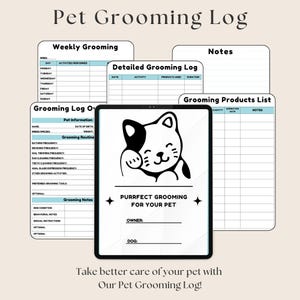 Pet Grooming Tracker - Organize Your Furry Friend&#39;s Pampering Sessions with Ease! Canva template