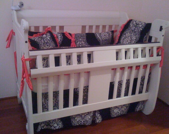 Custom Black and White Damask Crib Bedding Set Etsy
