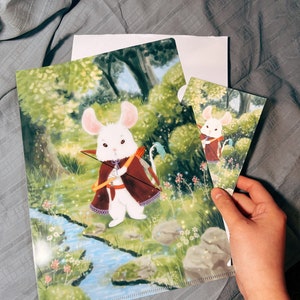 Cartão postal e pasta de personagem de rato mágico SET Ilustração Pasta Cartão postal de ilustração fofa Cartão postal selvagem Ilustrações Imprimir cartão