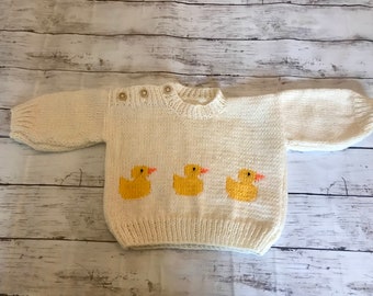 Little chicks hand knitted baby jumper