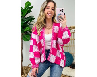 Awesome Handmade Crochet Multicolor Stitch Cardigan-sweater*Knitted Sweater*Cotton Cardigan*Hand Knitted*Wool Cardigan*Cardigans for women