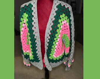 Handmade Crochet Multicolor Stitch Cardigan-sweater*Knitted Sweater*Cotton Cardigan*Hand Knitted*Wool Cardigan*Cable Knit Cardigansfor women