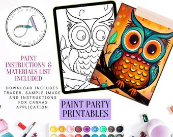 Fall Owl Paint Party Printable: DIY Canvas Art (Digital Download)