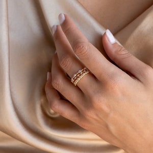 Diamond Stacking Ring Set by Gopz, Set of 3 Gemstone Rings, Crystal Jewellery, Perfect Valentines Day Gift,