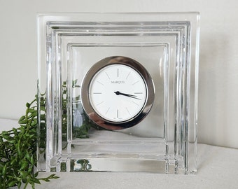 Marquis Waterford Lead Crystal Clock Square Tabletop Clock