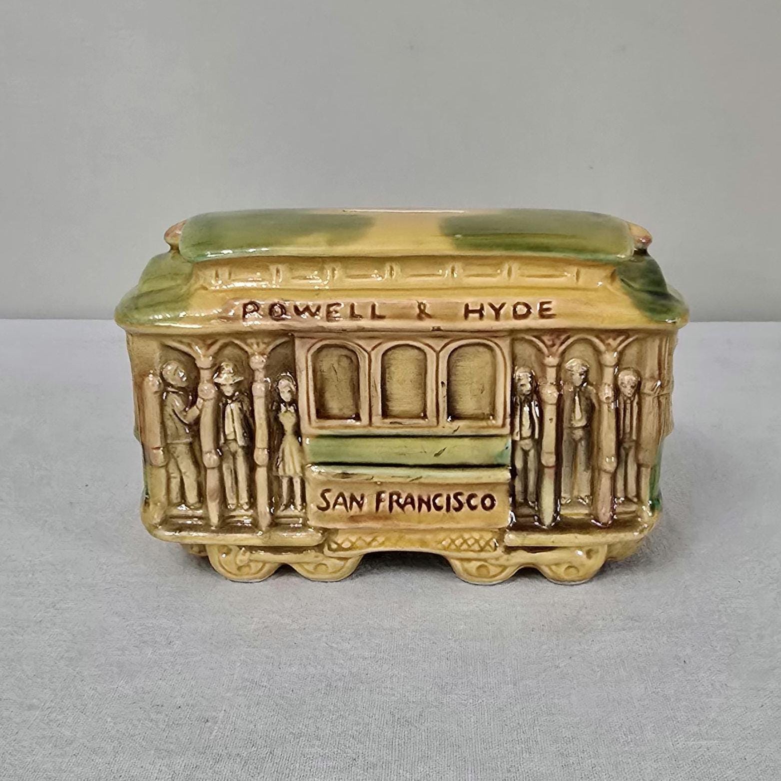 Vintage San Francisco Cable Car Ceramic Coin Bank, SNCO Japan