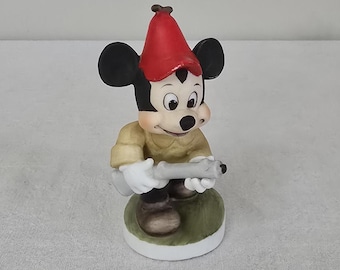 Vintage Mickey Mouse Hunter Figurine, Walt Disney Productions Ceramic 4 1/2" Hunting Mickey