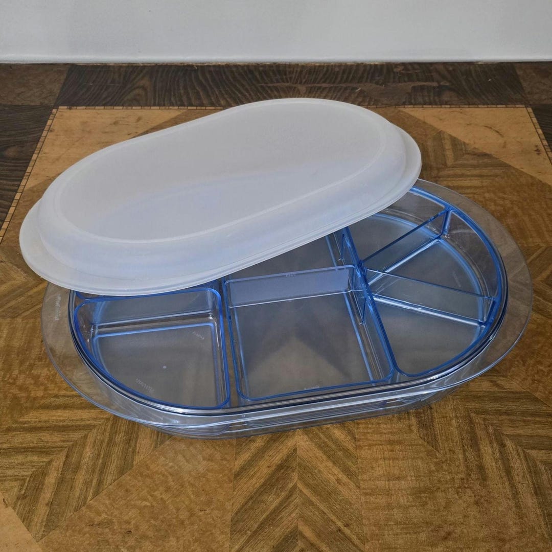 Vintage Tupperware Preludio Watercolor Blue Acrylic Divided Serving ...