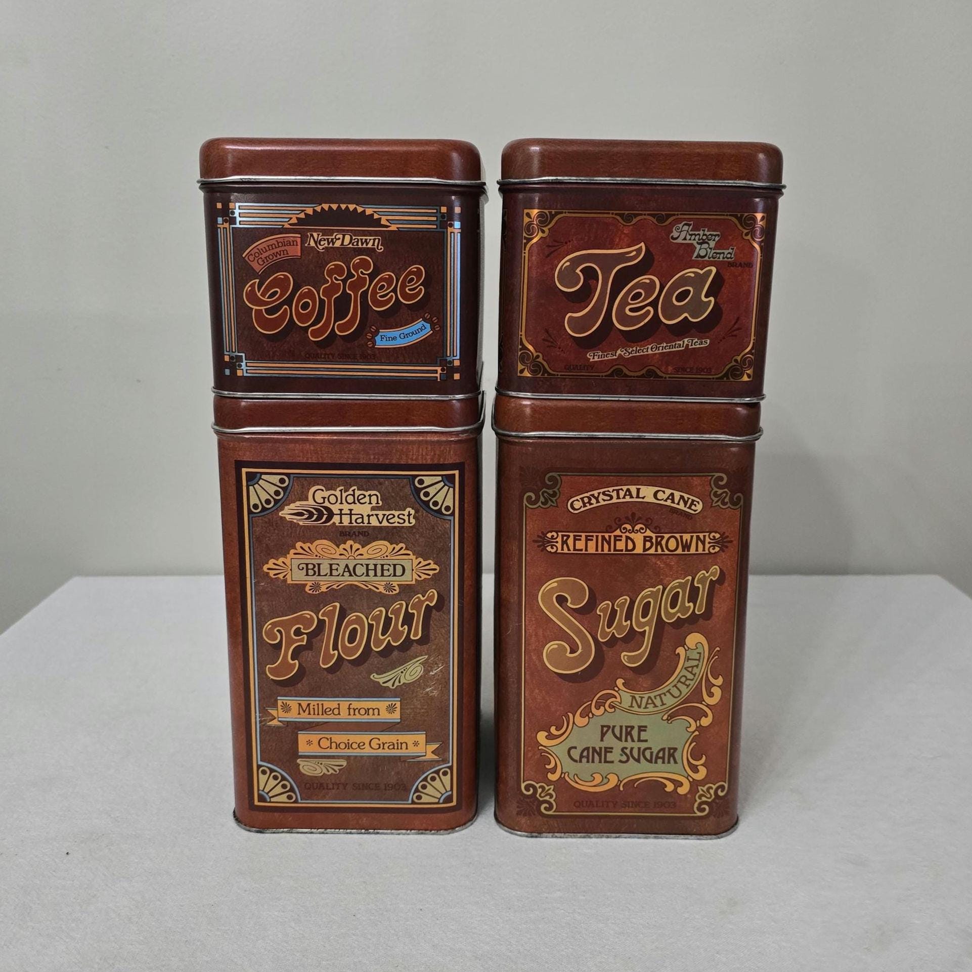 Vintage Chein Golden Harvest Metal Canisters, Set of 4 1970s