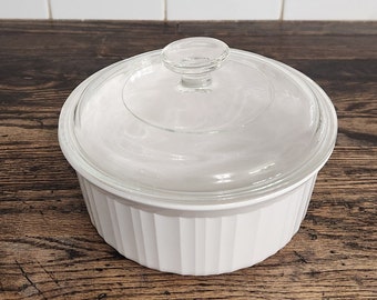 Vintage Corning Ware Casserole Dish French White F-5-B Pyrex lid G-5-C
